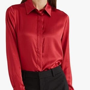 Satin button down dress shirt